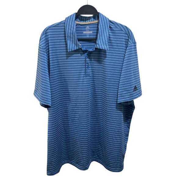 Adidas Golf Mens Size 2XL Blue Striped Logo’d Golf Short Sleeve Polo Shirt - Picture 1 of 7